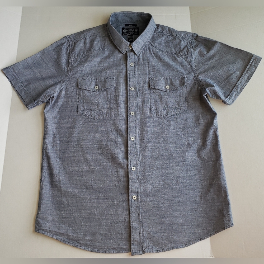 MEN'S AMERICAN RAG CIE BUTTON-UP SHORT SLEEVE SHIRT SIZE LARGE